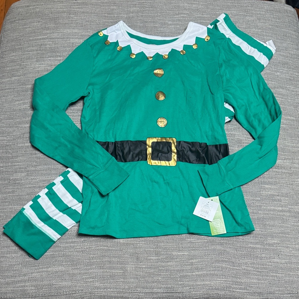 Holiday Pajama’s Elf shirt and pants for woman
